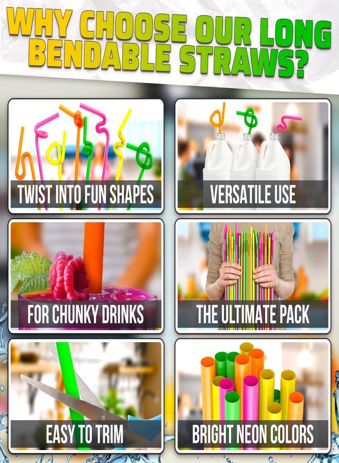 ZOKLU 200 Pcs Extra Long Straws Disposable 17.1"–19.5" – Flexible Plastic Super Long Straws - Stretchable & Bendable for Fun Shapes, Large Cups | Bright Colors for Smoothies, Cold Drinks, Parties and Events - Image 4